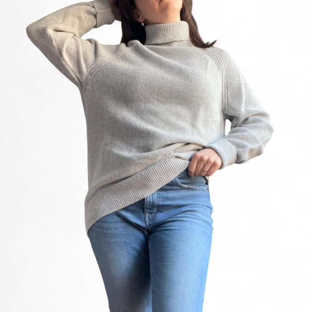 Chunky Knit Turtleneck Sweater Y2K Fall Cabin Women's Medium 100% Cotton